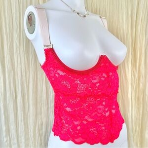 New Free People HAH, Revolve Bust‎ A Move Hot Pink Lace Bustier Small